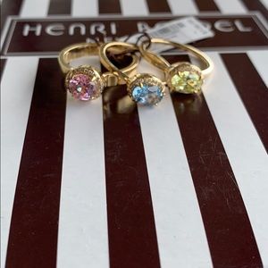NWT HENRI BENDEL SWAROVSKI CRYSTAL RINGS x3